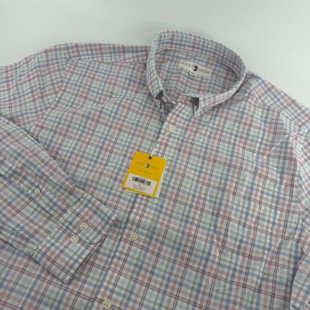 Duck Head Mens XL‎ Violet Quartz Plaid Button Down Shirt Long Sleeve D11391-677